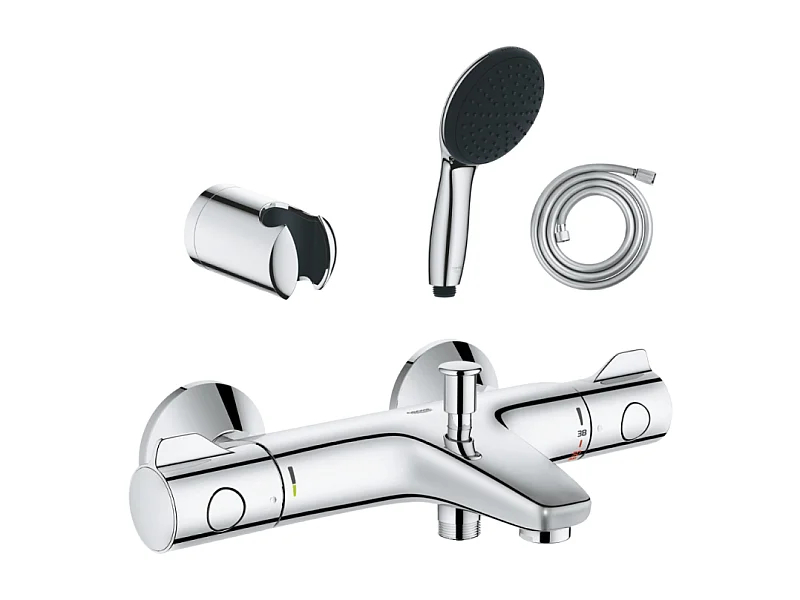 Pack mitigeur thermostatique GROHE Grotherm 800 + Douchette 2 jets GROHE Vitalio Start 110 + Flexible1750 mm et support
