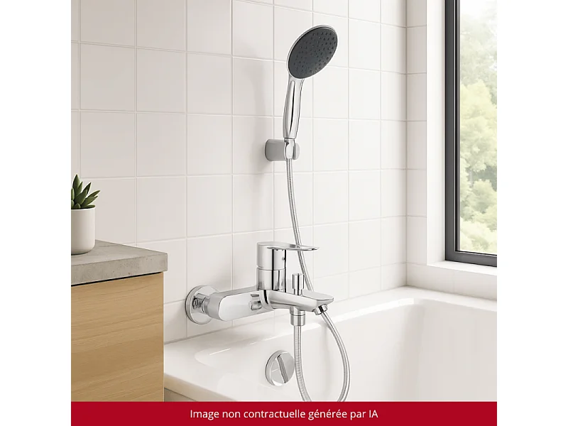 Pack mitigeur mécanique GROHE Start Loop + Douchette 2 jets GROHE Vitalio Start 110 + Flexible1750 mm et support