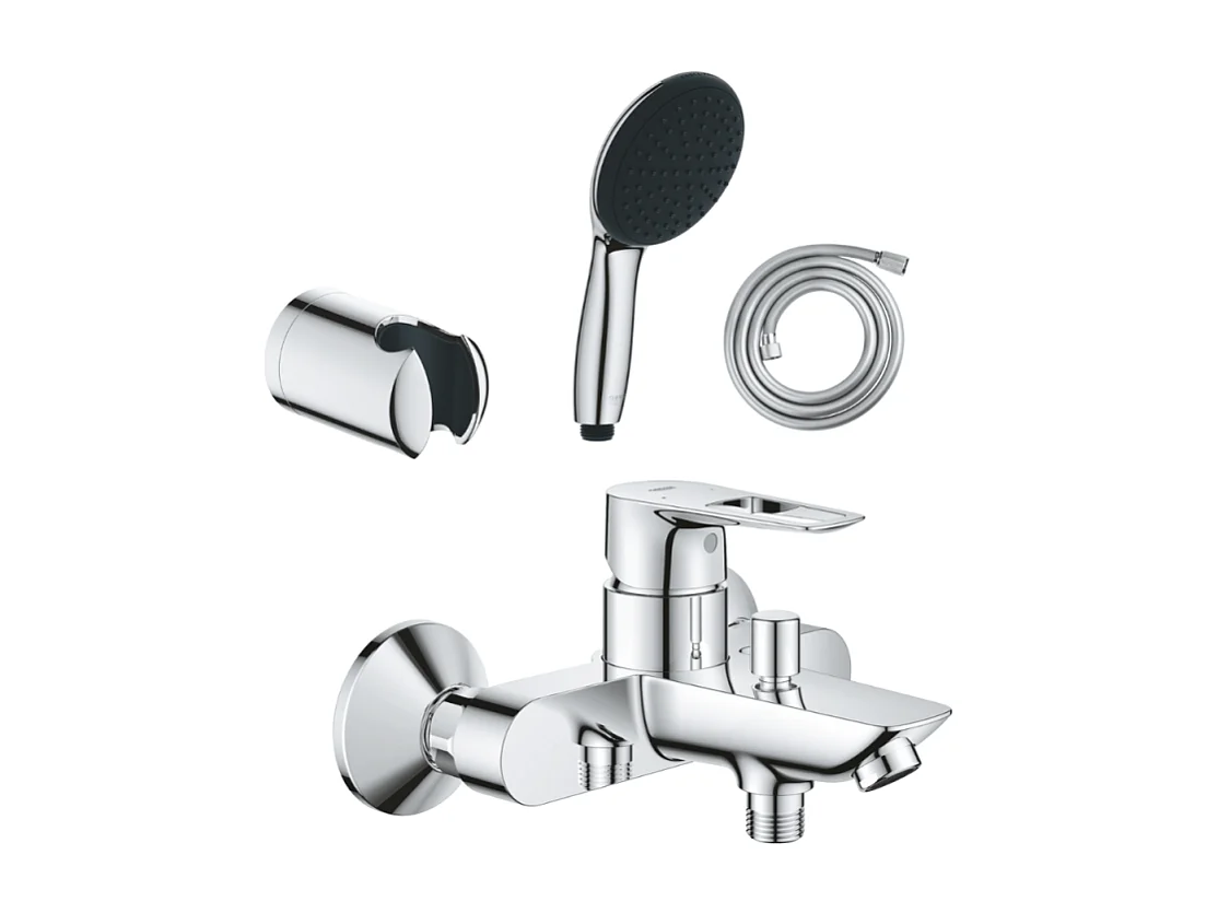 Pack mitigeur mécanique GROHE Start Loop + Douchette 2 jets GROHE Vitalio Start 110 + Flexible1750 mm et support