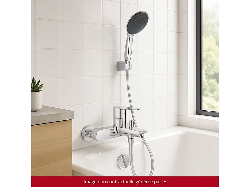 Pack mitigeur mécanique GROHE Start Loop + Douchette 2 jets GROHE Vitalio Start 110 + Flexible1750 mm et support