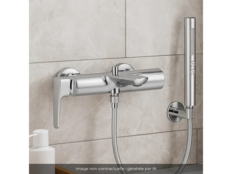 Pack mitigeur bain douche JACOB DELAFON Aléo+ + douchette Shift+ ronde + flexible lisse 160 cm