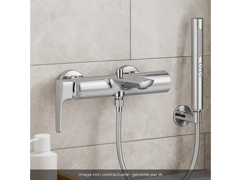 Pack mitigeur bain douche JACOB DELAFON Aléo+ + douchette Shift+ ronde + flexible lisse 160 cm