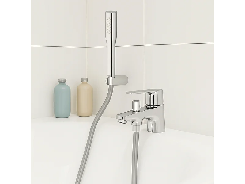 Pack mitigeur mécanique bain douche GROHE GROHE Start Quickfix + Douchette 1 jet Vitalio Get Stick et flexible