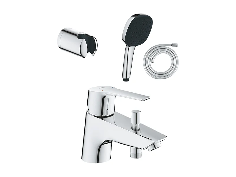 Pack mitigeur mécanique GROHE Quickfix Start 2021 + Douchette 2 jets GROHE Vitalio Comfort 110 + Flexible1750 mm et support