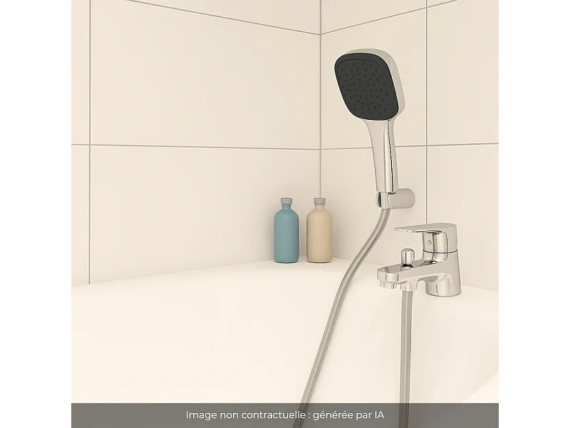 Pack mitigeur mécanique bain douche GROHE Start + Douchette 2 jets Vitalio Comf. 110 + Flexible