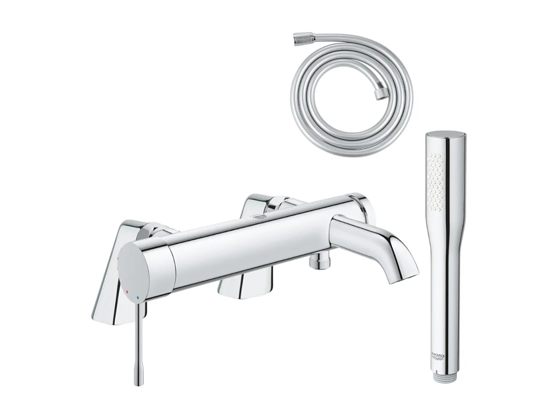 Pack mitigeur mécanique GROHE Essence avec colonnettes + Douchette 1 jet Vitalio Get Stick + Flexible 1750 mm