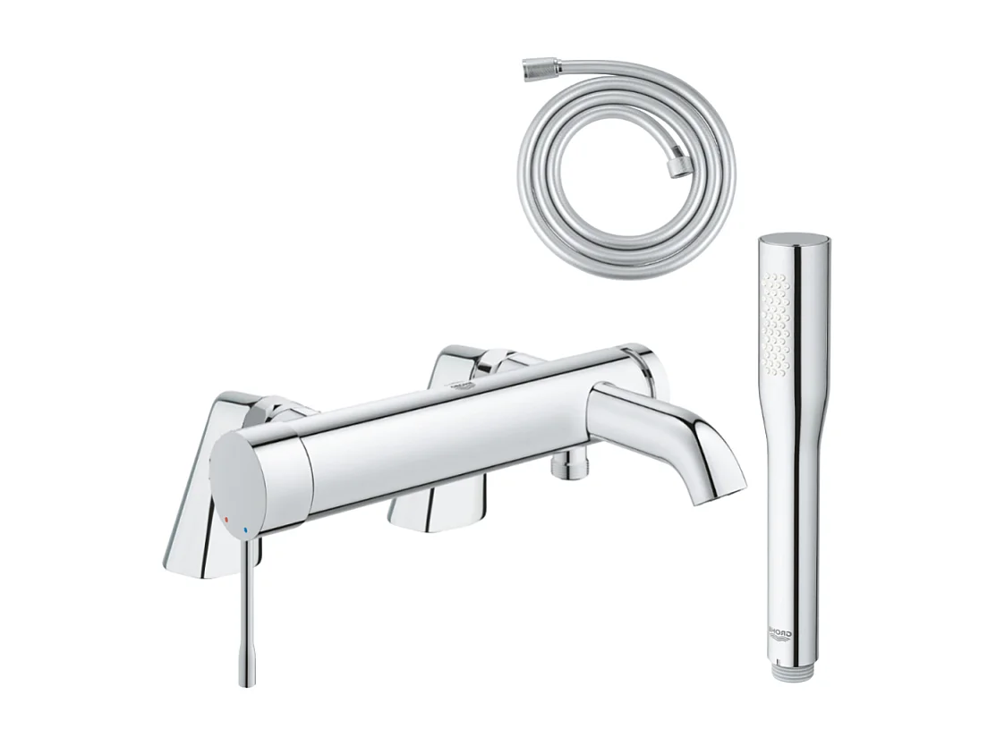 Pack mitigeur mécanique GROHE Essence avec colonnettes + Douchette 1 jet Vitalio Get Stick + Flexible 1750 mm