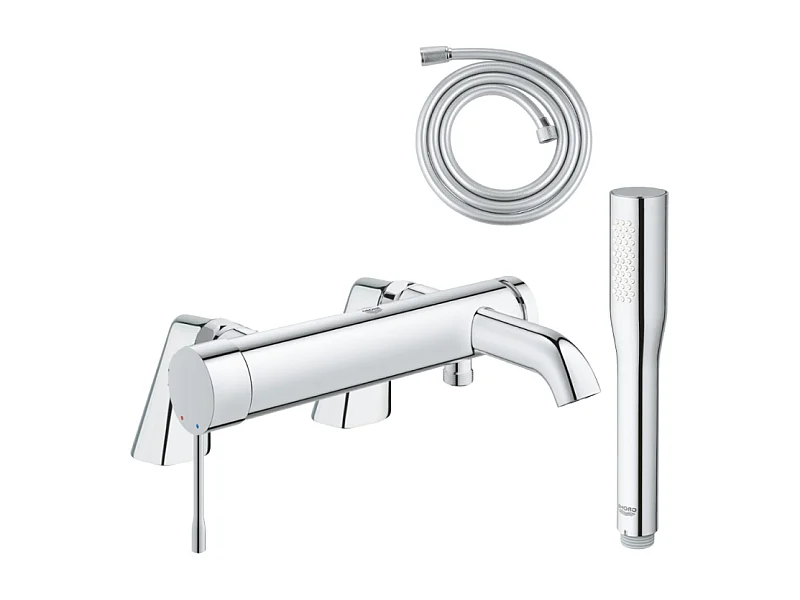 Pack mitigeur mécanique GROHE Essence avec colonnettes + Douchette 1 jet Vitalio Get Stick + Flexible 1750 mm