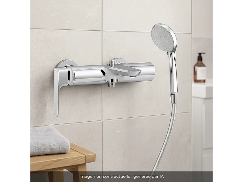 Pack mitigeur bain douche JACOB DELAFON Aléo+ + douchette Awaken + flexible lisse 160 cm