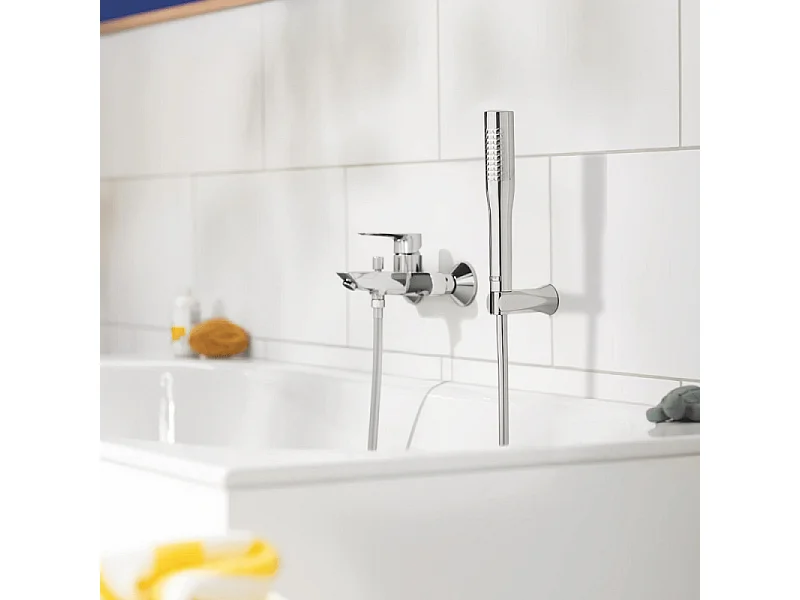 Pack mitigeur mécanique bain douche GROHE Start Loop + Douchette 1 jet Vitalio Get Stick et flexible