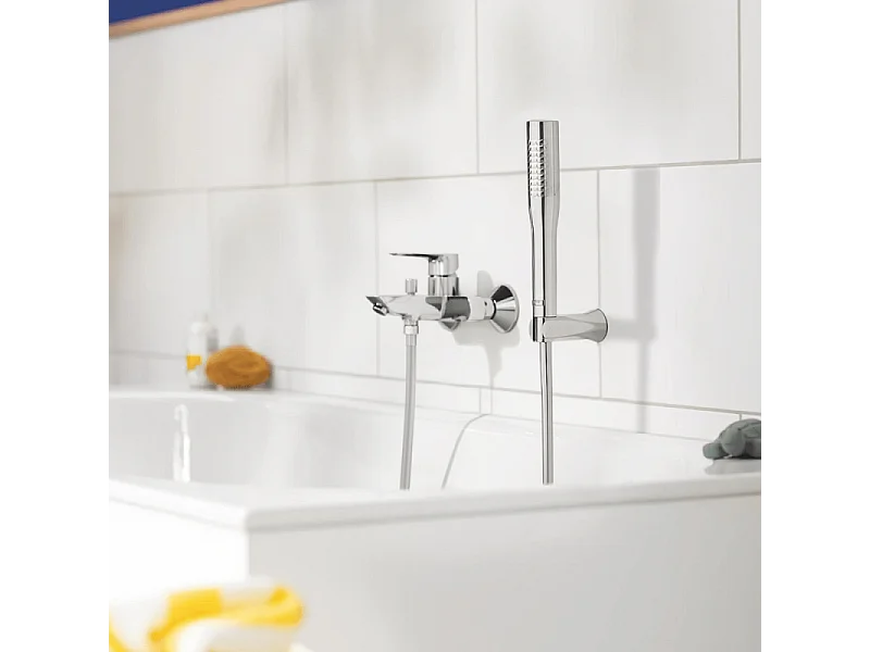 Pack mitigeur mécanique bain douche GROHE Start Loop + Douchette 1 jet Vitalio Get Stick et flexible