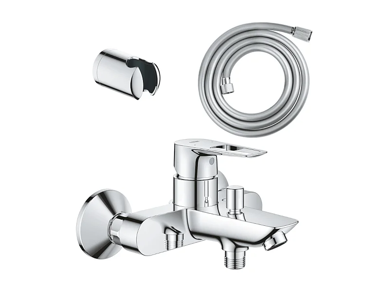 Pack mitigeur mécanique bain douche GROHE Start Loop chromé + Flexible dche VitalioFlex Comfort 1750 et support