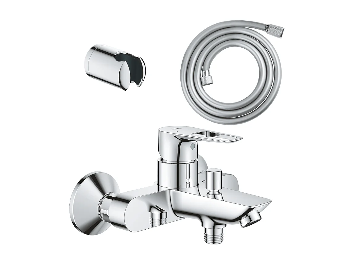 Pack mitigeur mécanique bain douche GROHE Start Loop chromé + Flexible dche VitalioFlex Comfort 1750 et support