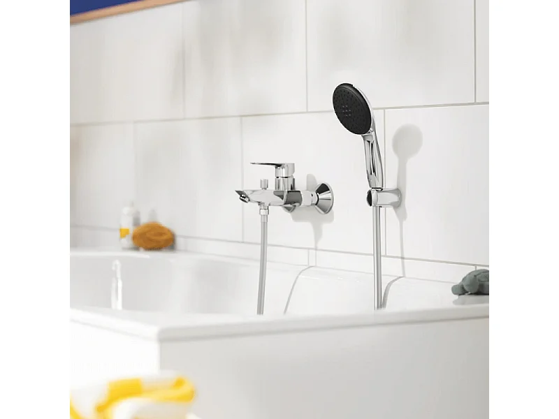 Pack mitigeur mécanique bain douche GROHE Start Loop chromé + Douchette 2 jets Vitalio Start 110 et flexible