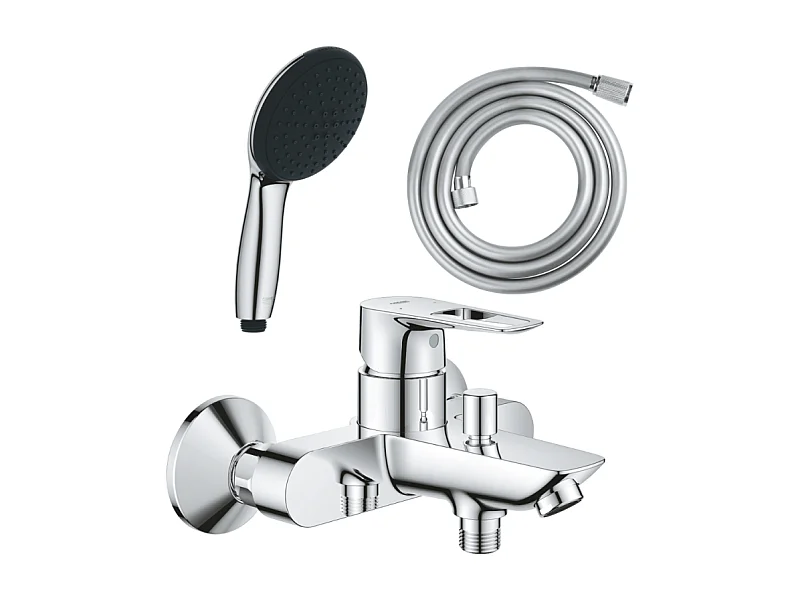 Pack mitigeur mécanique bain douche GROHE Start Loop chromé + Douchette 2 jets Vitalio Start 110 et flexible