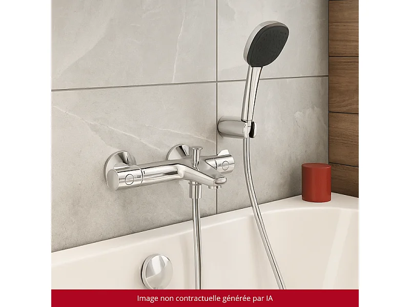 Pack mitigeur bain thermostatique GROHE Grohtherm 800 + Douchette 2 jets Vitalio Comfort 110 + Flexible