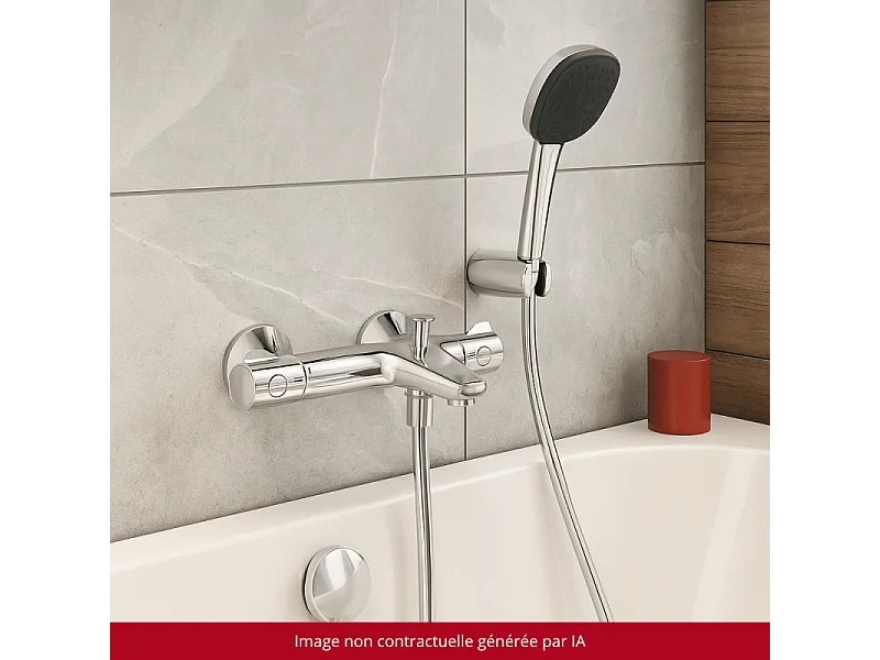 Pack mitigeur bain thermostatique GROHE Grohtherm 800 + Douchette 2 jets Vitalio Comfort 110 + Flexible