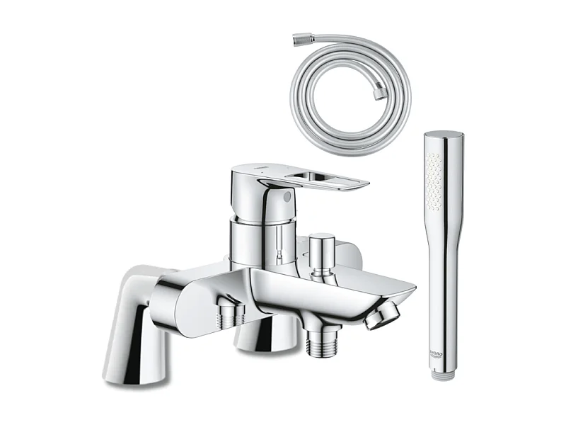 Mitigeur mécanique GROHE Start Loop avec colonnettes + Douchette 1 jet Vitalio Get Stick + Flexible 1750 mm
