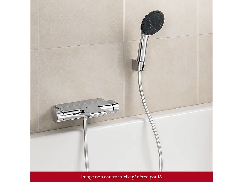 Pack mitigeur bain douche thermostatique GROHE Grohtherm 2000 + Douchette 2 jets GROHE Start 110 + Flexible1750 mm et support