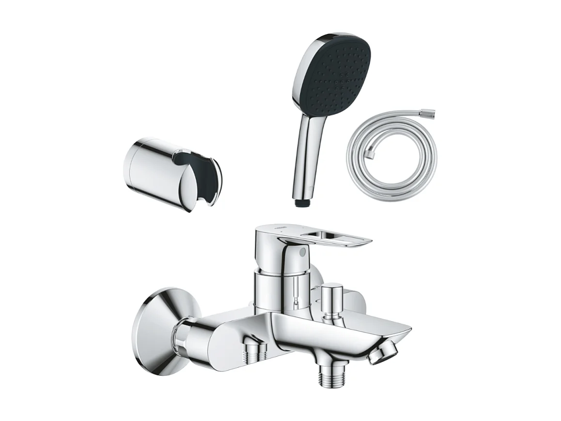 Pack mitigeur mécanique GROHE Start Loop + Douchette 2 jets GROHE Vitalio Comfort 110 + Flexible1750 mm et support
