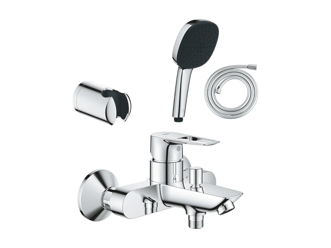 Pack mitigeur mécanique GROHE Start Loop + Douchette 2 jets GROHE Vitalio Comfort 110 + Flexible1750 mm et support