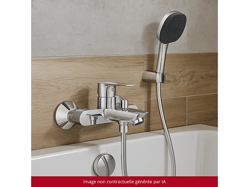 Pack mitigeur mécanique GROHE Start Loop + Douchette 2 jets GROHE Vitalio Comfort 110 + Flexible1750 mm et support