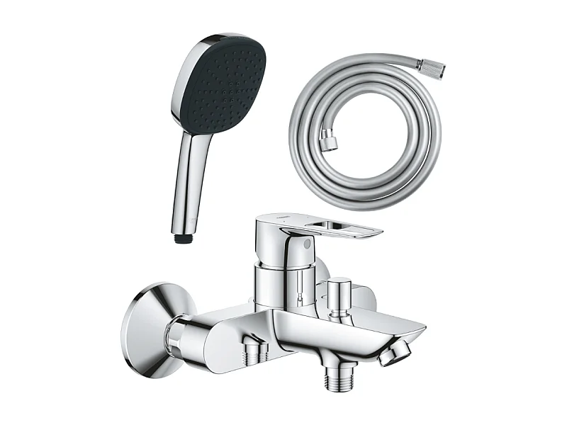 Pack mitigeur mécanique bain douche GROHE Start Loop chromé + Douchette 2 jets Vitalio Comf.110 et flexible