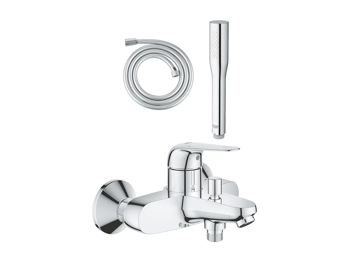 Pack mitigeur bain douche  GROHE Swift + Douchette 1 jet Vitalio Get Stick + Flexible