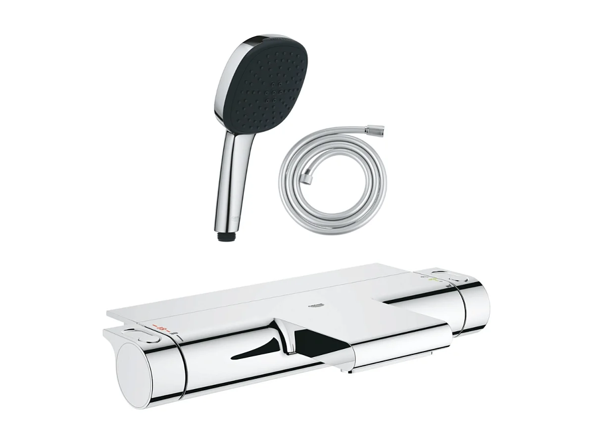 Pack mitigeur bain thermostatique GROHE Grohtherm 2000 + Douchette 2 jets Vitalio Comfort 110 + Flexible