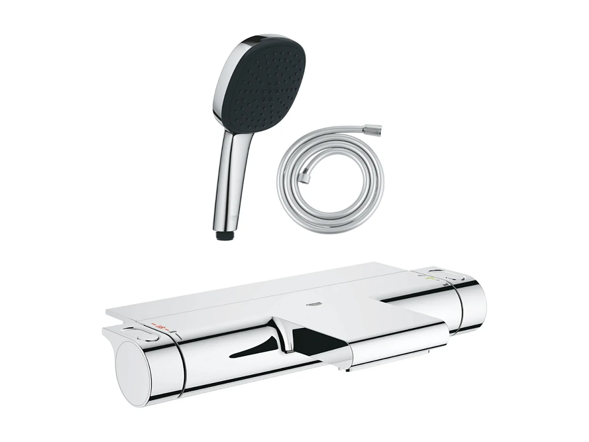 Pack mitigeur bain thermostatique GROHE Grohtherm 2000 + Douchette 2 jets Vitalio Comfort 110 + Flexible