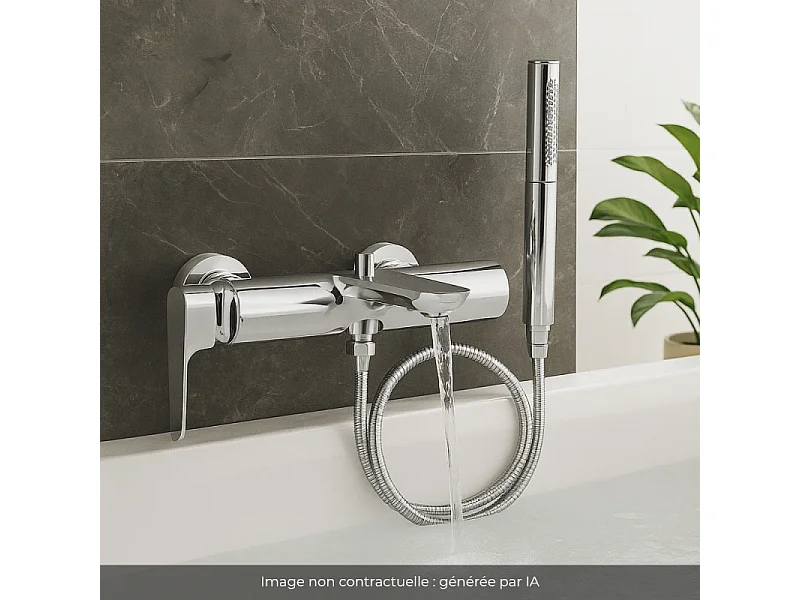 Pack mitigeur bain douche JACOB DELAFON Aléo+ + douchette Shift Ellipse + flexible à écrou 175 cm