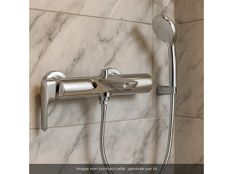 Pack mitigeur bain douche JACOB DELAFON Aléo+ + douchette Awaken + flexible à écrou 175 cm