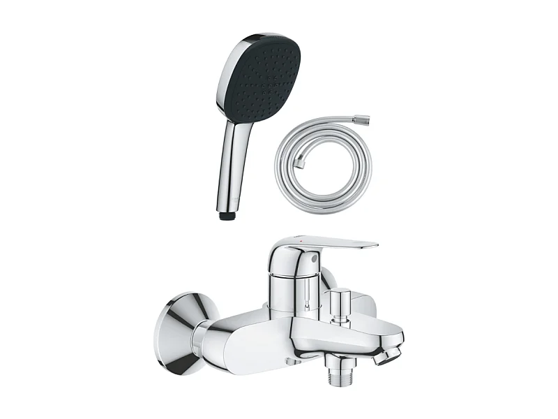 Pack mitigeur bain douche GROHE Swift + Douchette 2 jets Vitalio Comfort 110 + Flexible