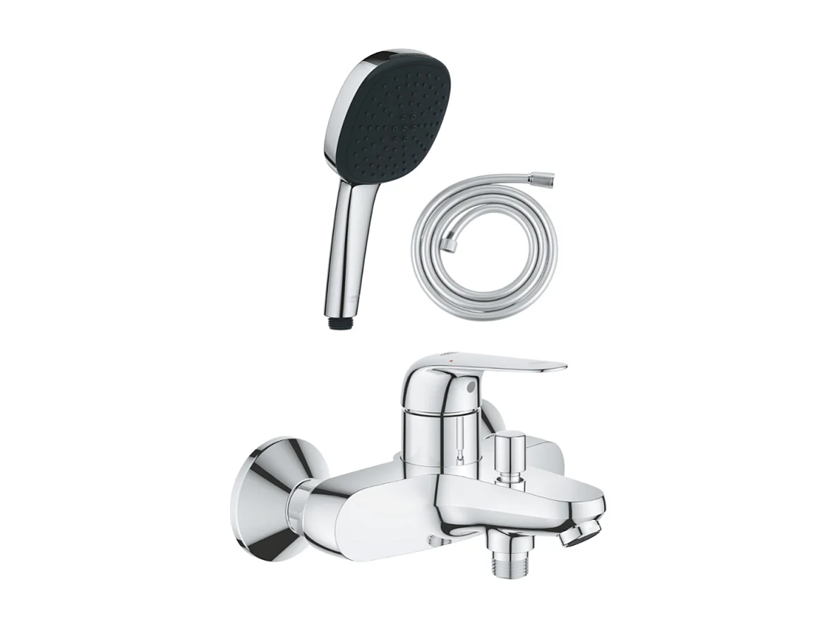 Pack mitigeur bain douche GROHE Swift + Douchette 2 jets Vitalio Comfort 110 + Flexible