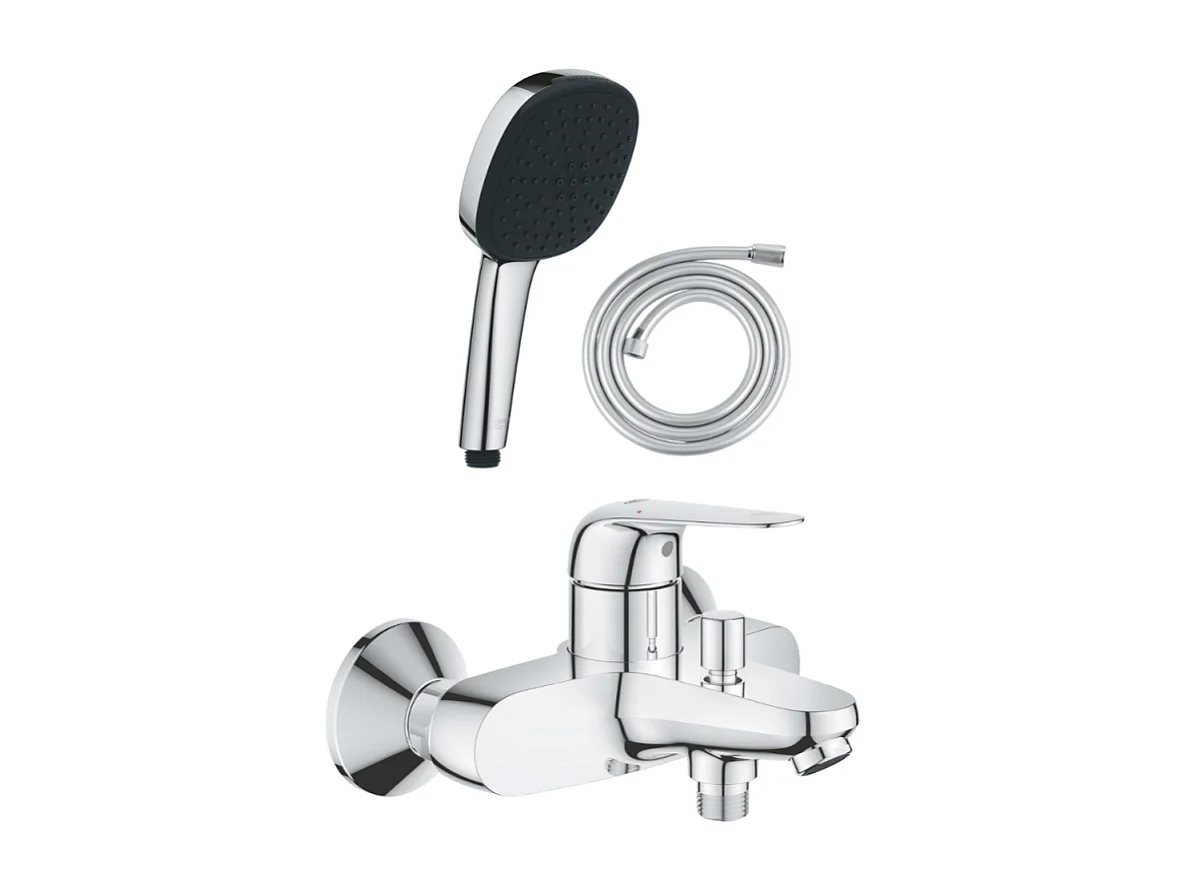 Pack mitigeur bain douche GROHE Swift + Douchette 2 jets Vitalio Comfort 110 + Flexible