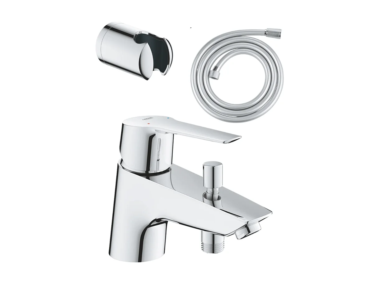 Pack mitigeur mécanique bain douche GROHE Start + Flexible douche VitalioFlex Comfort 1750 + Support mural