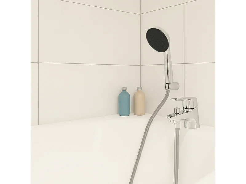Pack mitigeur mécanique bain douche GROHE Start + Flexible douche VitalioFlex Comfort 1750 + Support mural