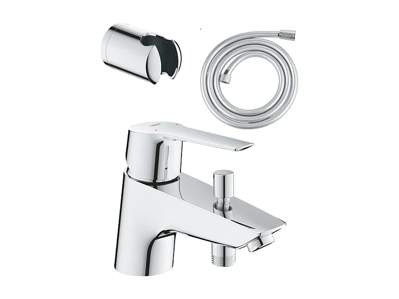Pack mitigeur mécanique bain douche GROHE Start + Flexible douche VitalioFlex Comfort 1750 + Support mural
