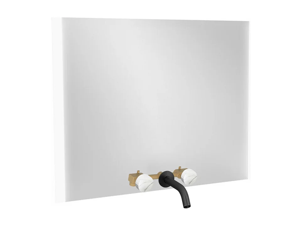 Miroir 3 trous 100 cm + mélangeur lavabo encastré 3 trous JACOB DELAFON Grands Boulevards marbre sculptural et noir