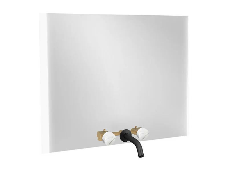 Miroir 3 trous 100 cm + mélangeur lavabo encastré 3 trous JACOB DELAFON Grands Boulevards marbre sculptural et noir