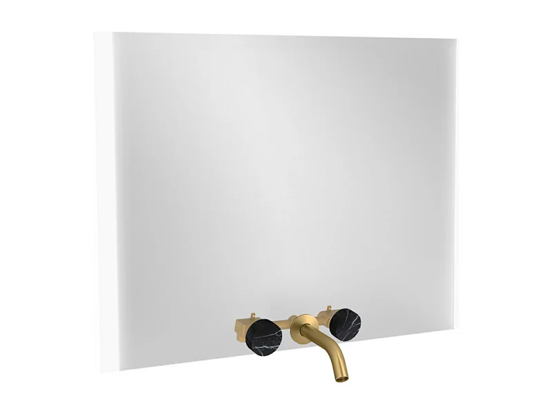 Miroir 3 trous 120 cm + mélangeur lavabo encastré 3 trous JACOB DELAFON Grands Boulevards marbré orage et laiton brossé