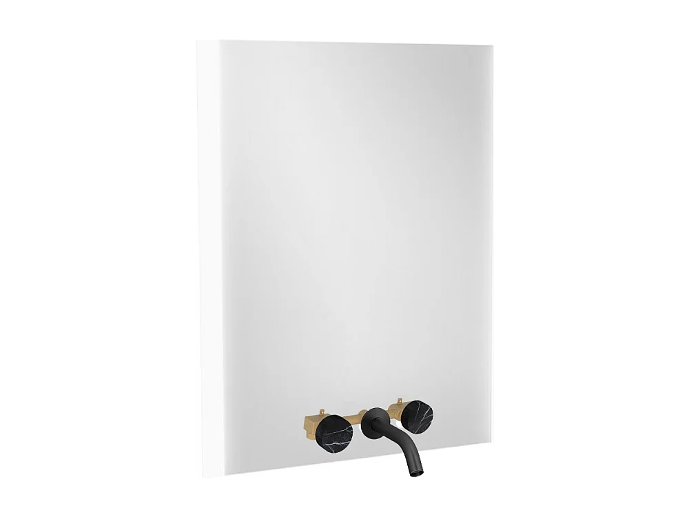 Miroir 3 trous 80 cm + mélangeur lavabo encastré 3 trous JACOB DELAFON Grands Boulevards marbré orage et noir