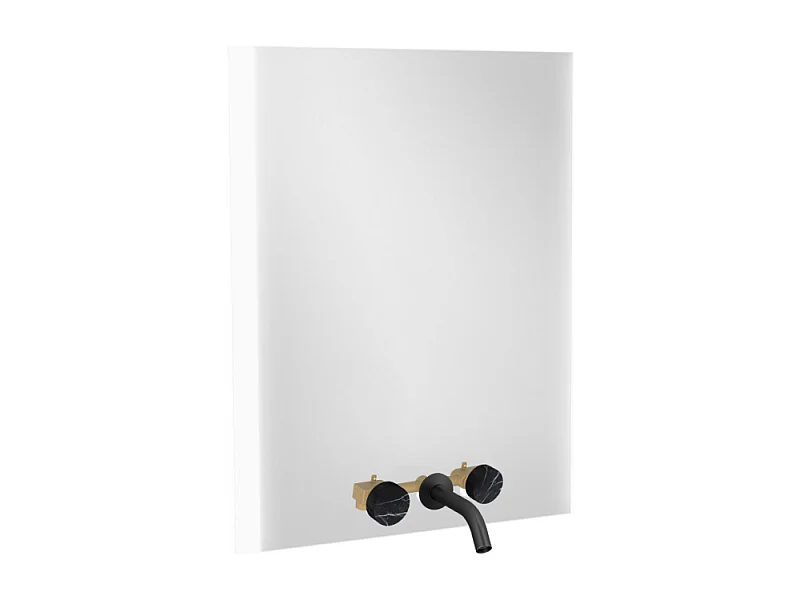 Miroir 3 trous 80 cm + mélangeur lavabo encastré 3 trous JACOB DELAFON Grands Boulevards marbré orage et noir