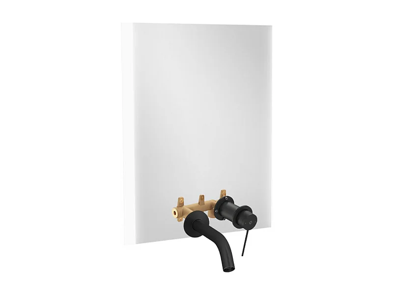 Miroir LED 2 trous 60 cm + mitigeur lavabo encastré JACOB DELAFON Grands Boulevards Noir mat + corps encastré