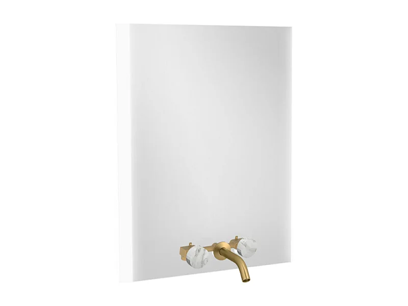 Miroir 3 trous 60 cm + mélangeur lavabo encastré 3 trous JACOB DELAFON Grands Boulevards marbre envoûtant et laiton brossé