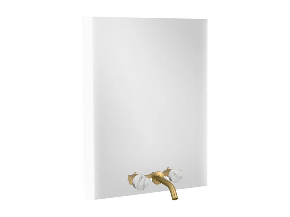 Miroir 3 trous 60 cm + mélangeur lavabo encastré 3 trous JACOB DELAFON Grands Boulevards marbre envoûtant et laiton brossé