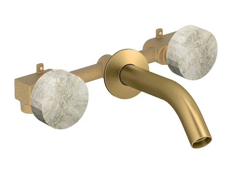 Pack mélangeur lavabo encastré 3 trous JACOB DELAFON Grands Boulevards douceur minérale et laiton brossé