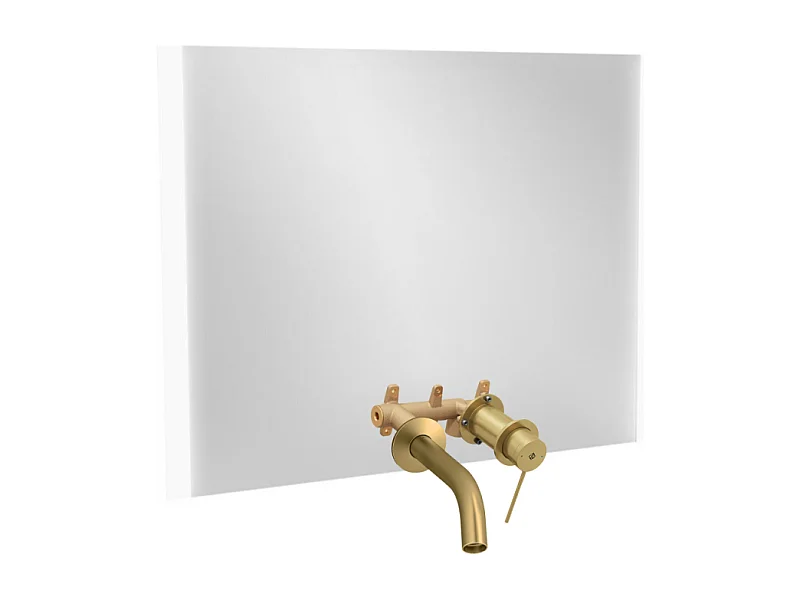 Miroir LED 2 trous 120 cm + mitigeur lavabo encastré JACOB DELAFON Grands Boulevards Laiton brossé + corps encastré