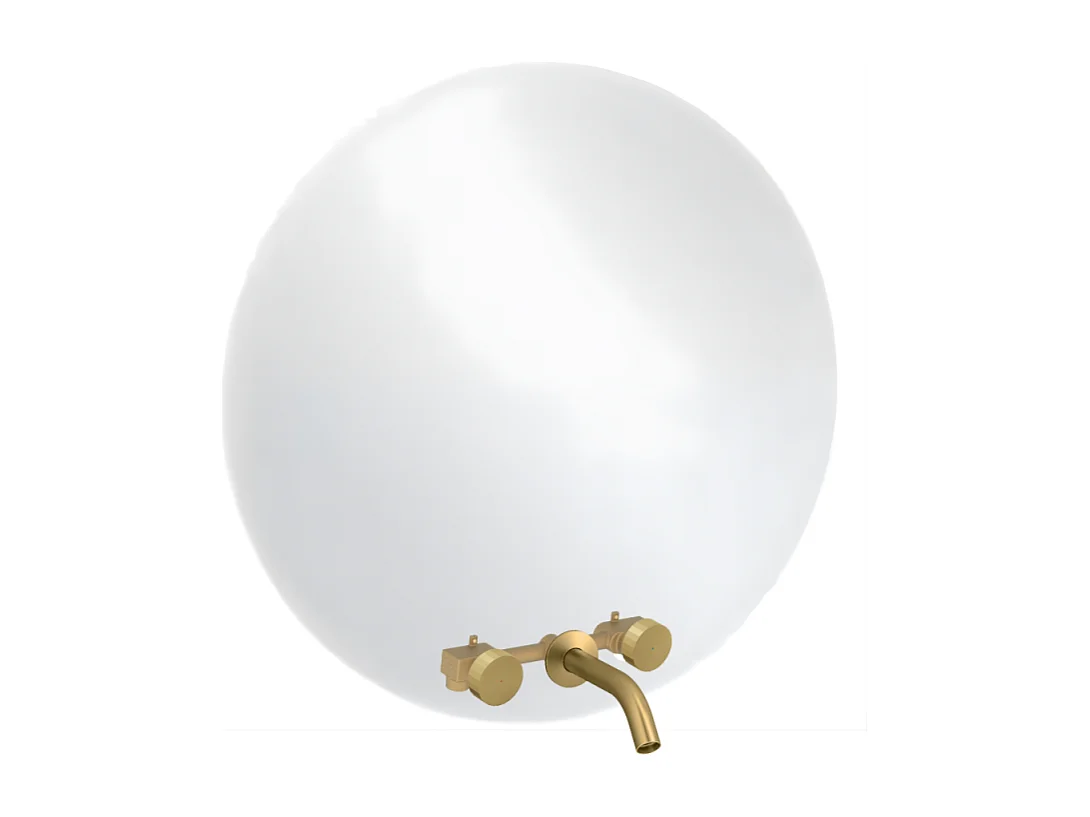Miroir LED rond 3 trous + mitigeur lavabo encastré 3 trous JACOB DELAFON Grands Boulevards laiton brossé