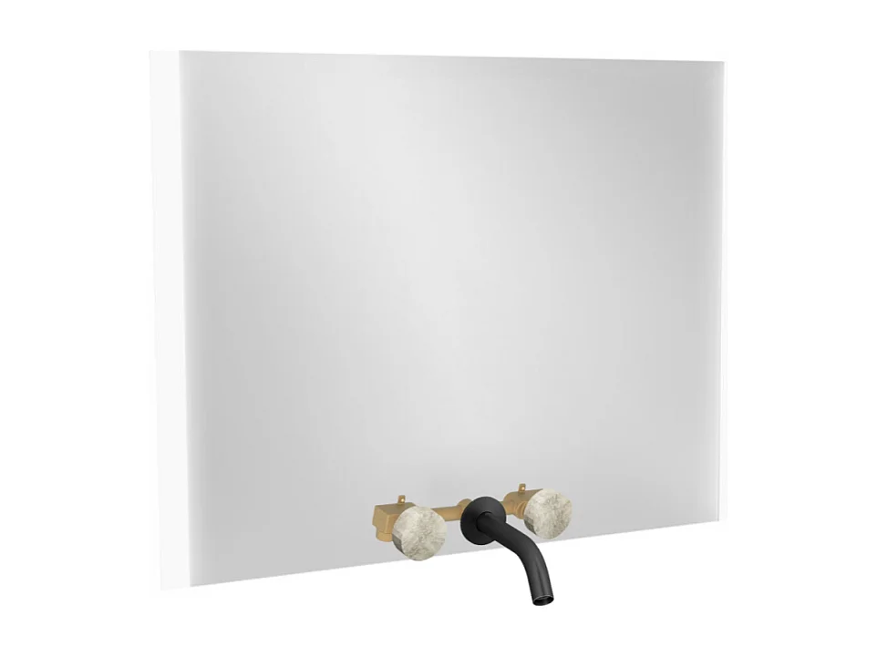 Miroir 3 trous 100 cm + mélangeur lavabo encastré 3 trous JACOB DELAFON Grands Boulevards douceur minérale et noir